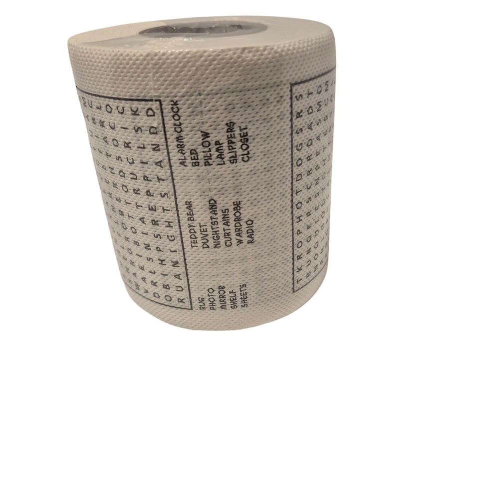 Word Search Toilet Paper Novelty Unisex OS Puzzle Gag Gift White New - Picture 2 of 4